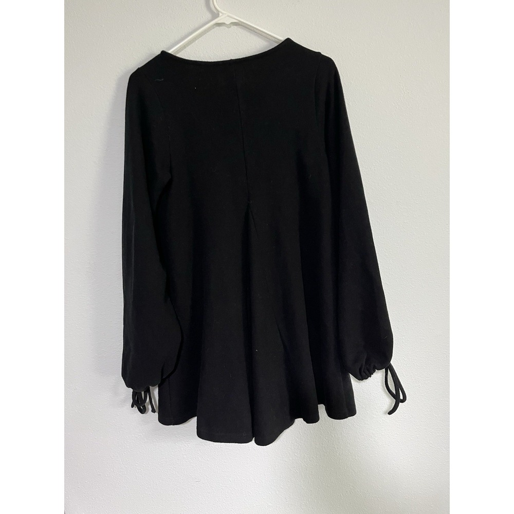 ASOS Design Women's Sweater Mini Dress V Neck Tie Bow Cuff Pleated Long Sleeve - Picture 3 of 6